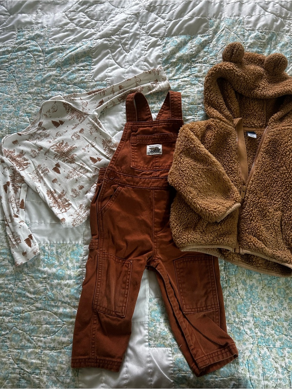 Boys Fall Outfit Bundle – Old Navy Overalls + Teddy Jacket